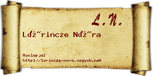 Lőrincze Nóra névjegykártya