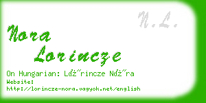 nora lorincze business card